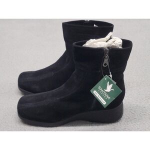 Santana Canada Sasha Boots Womens 9.5 Black Suede Waterproof Winter Wedge Zip Up
